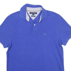 TOMMY HILFIGER Mens Blue Short Sleeve Plain S Cotton Polo Shirt Classic Fit