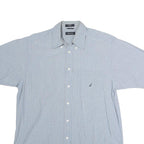 NAUTICA Mens Blue & White Check Shirt M Button Down Collar Short Sleeve Casual