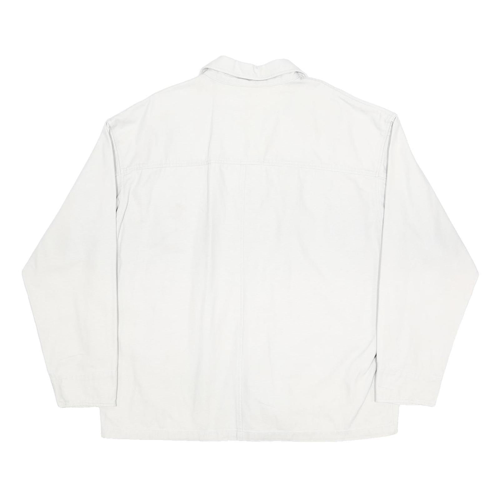 COLUMBIA Mens White Cotton Blend Classic Button Jacket XL Plain Outdoor Casual