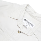 COLUMBIA Mens White Cotton Blend Classic Button Jacket XL Plain Outdoor Casual