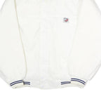 S.H FASHION Mens White Nylon Bomber Jacket L Button Closure Plain Lightweight