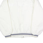 S.H FASHION Mens White Nylon Bomber Jacket L Button Closure Plain Lightweight