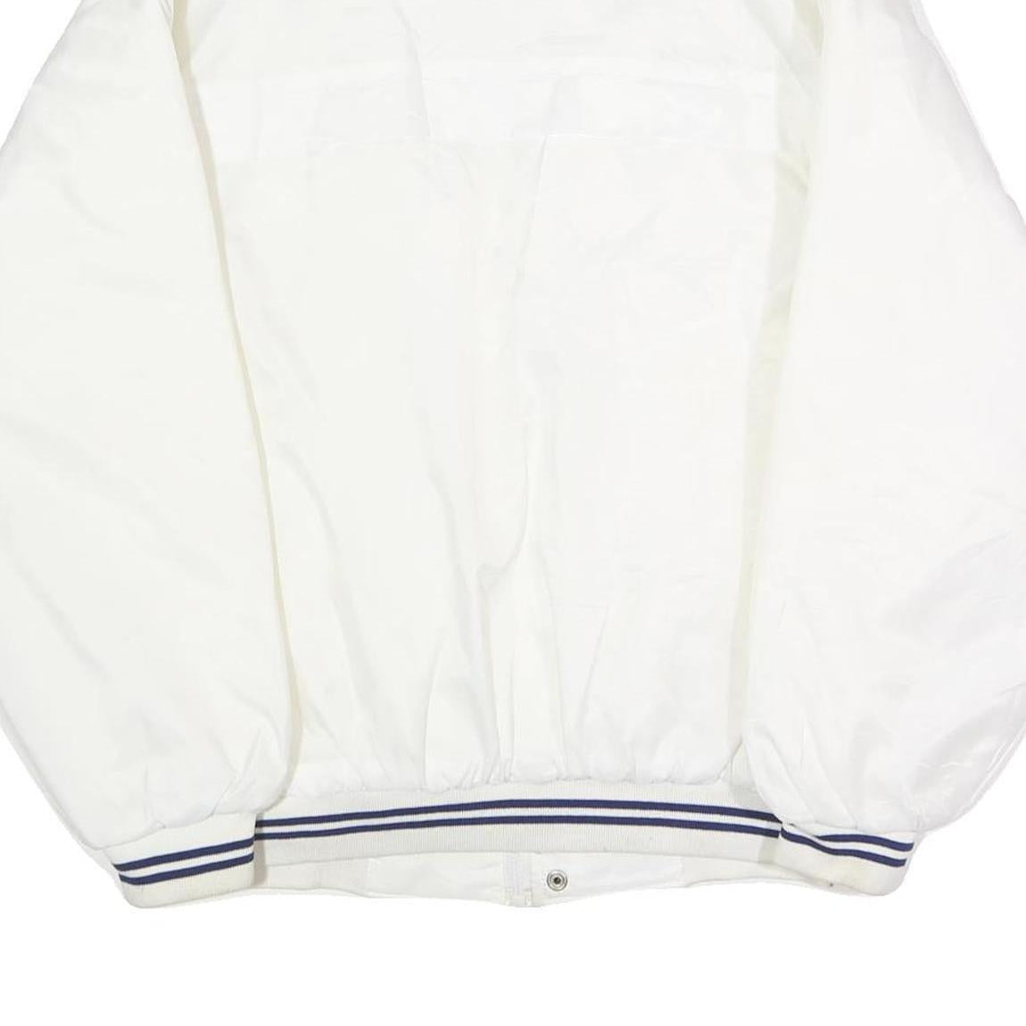 S.H FASHION Mens White Nylon Bomber Jacket L Button Closure Plain Lightweight