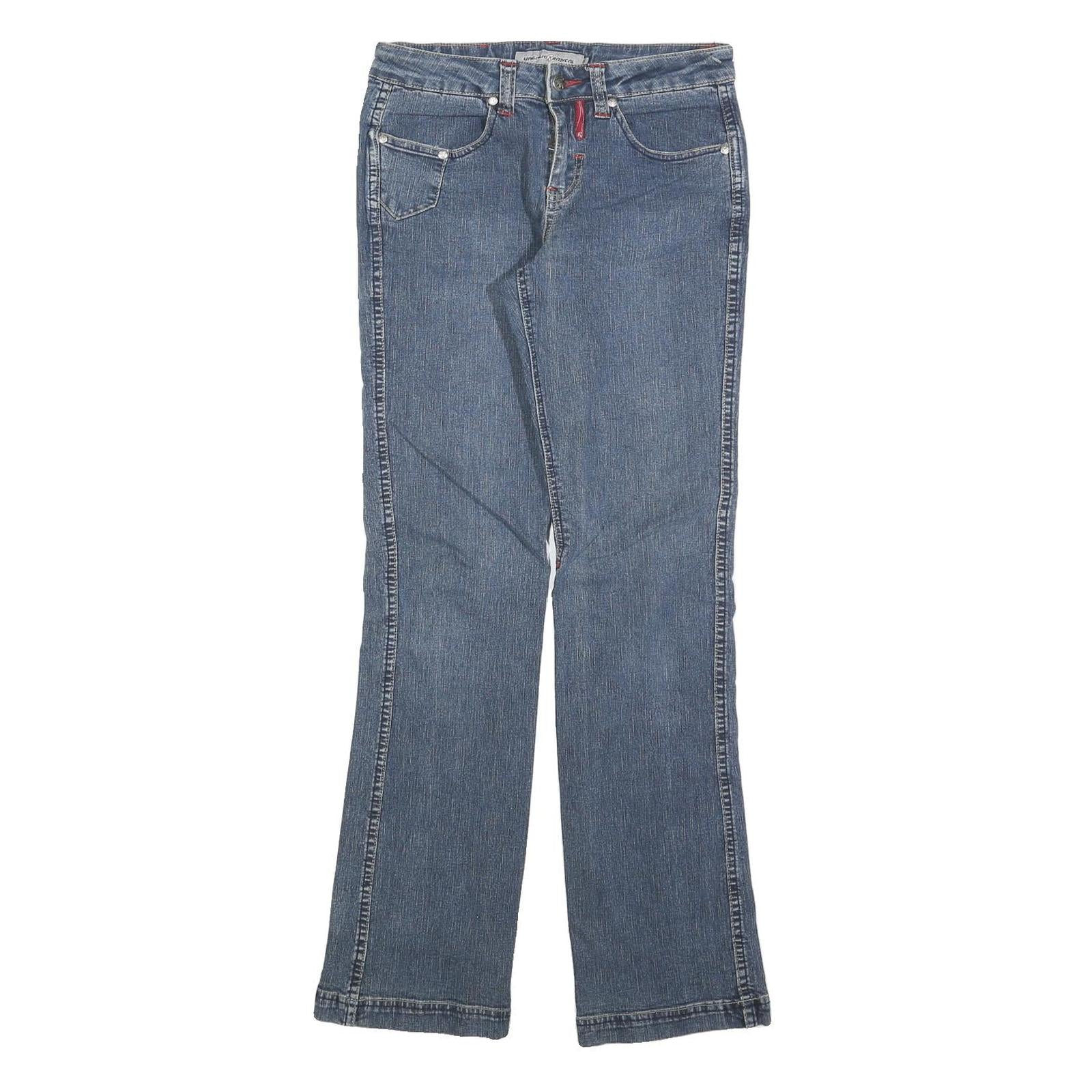 UNGUAU RADICAL Womens Slim Blue Denim Jeans W28 L32 Stylish Cotton Blend Zip