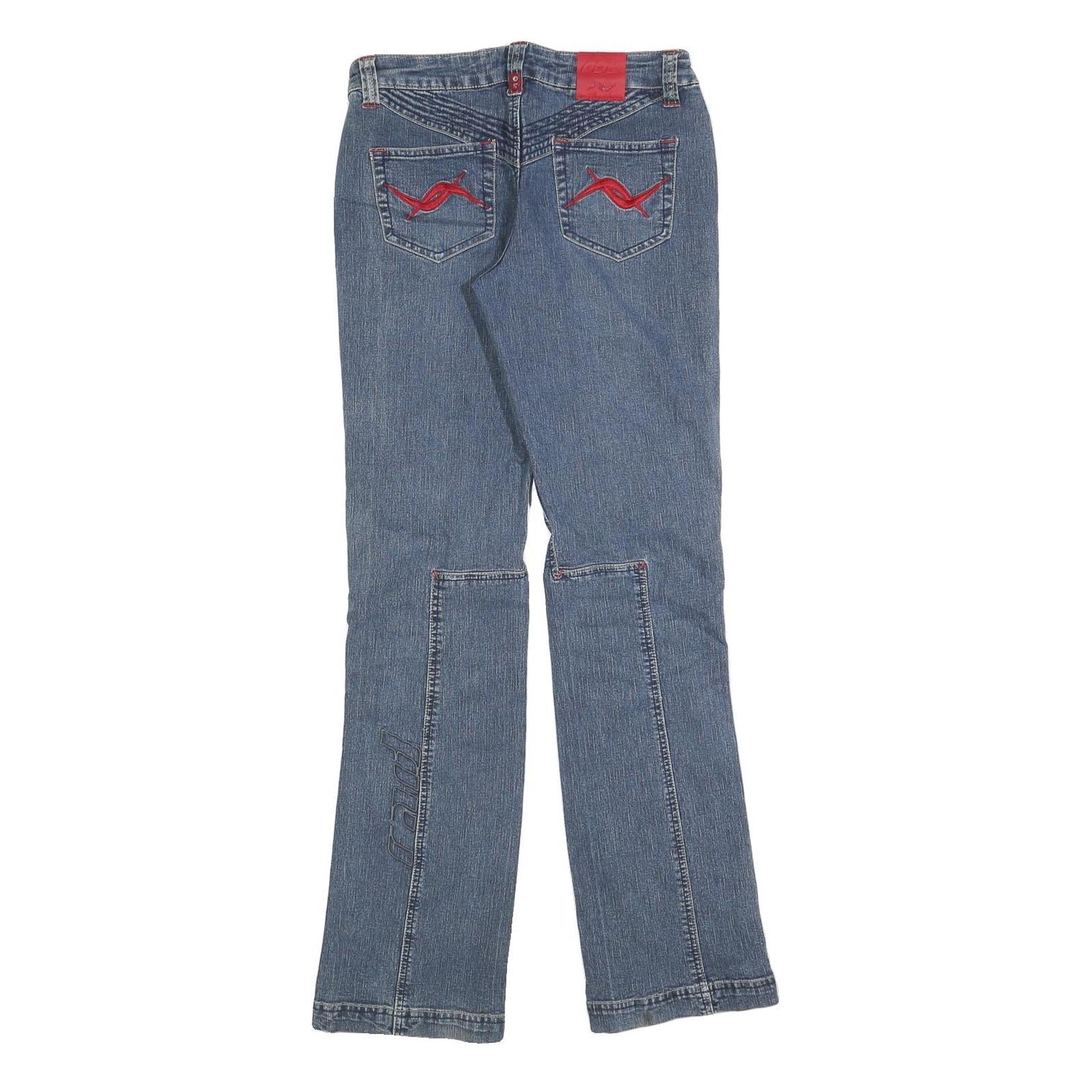UNGUAU RADICAL Womens Slim Blue Denim Jeans W28 L32 Stylish Cotton Blend Zip