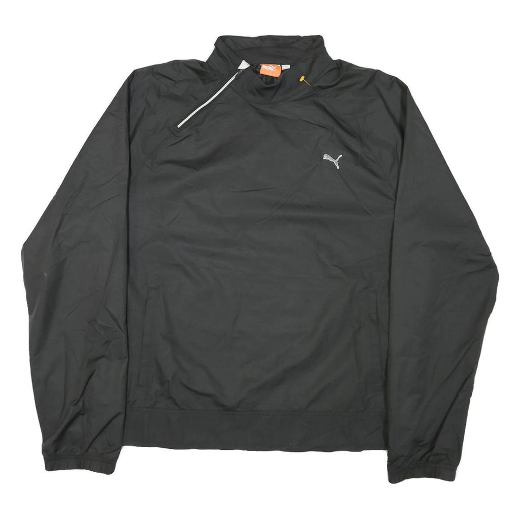 PUMA Womens Black Nylon Jacket L Zip Sportswear Track Running Casual