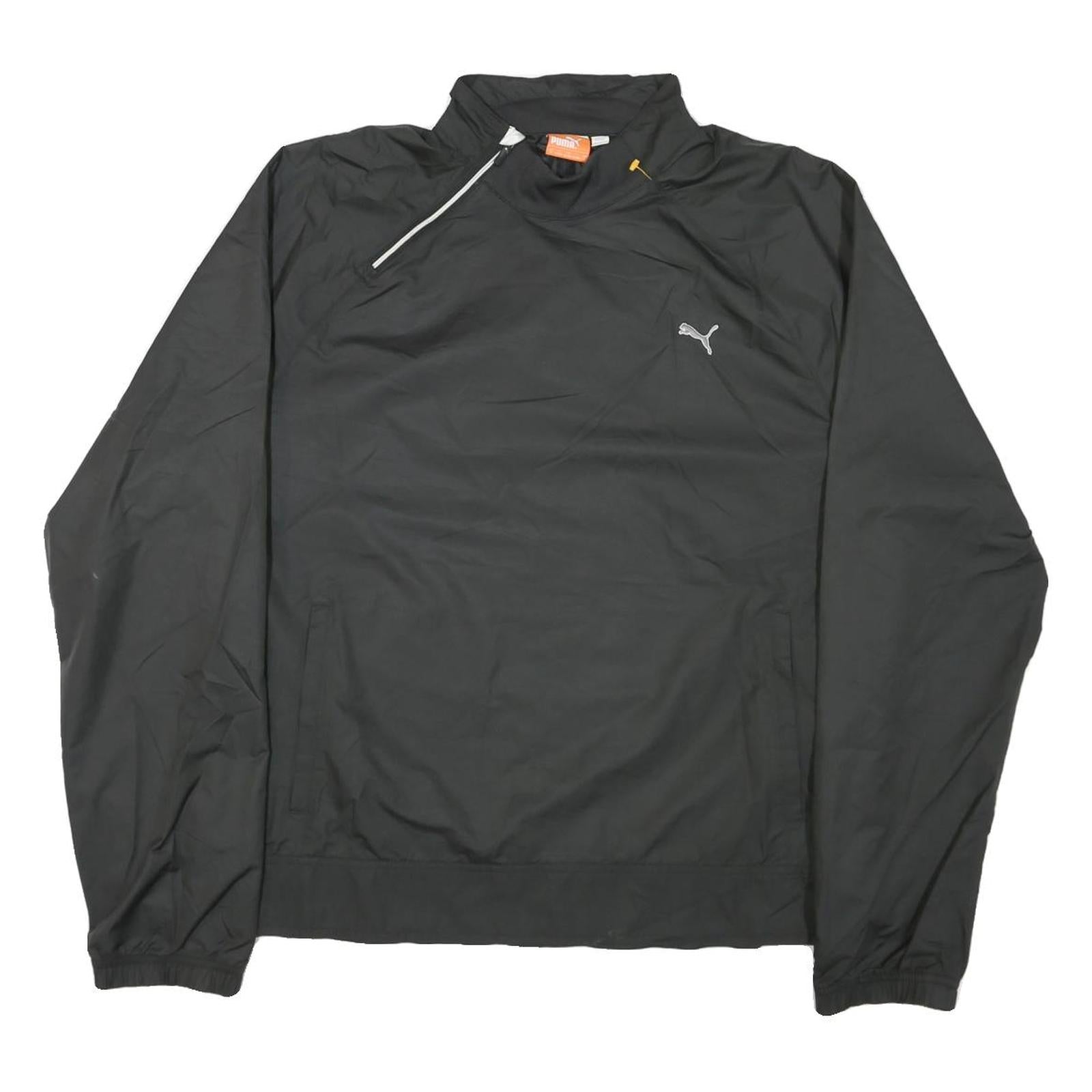 PUMA Womens Black Nylon Jacket L Zip Sportswear Track Running Casual