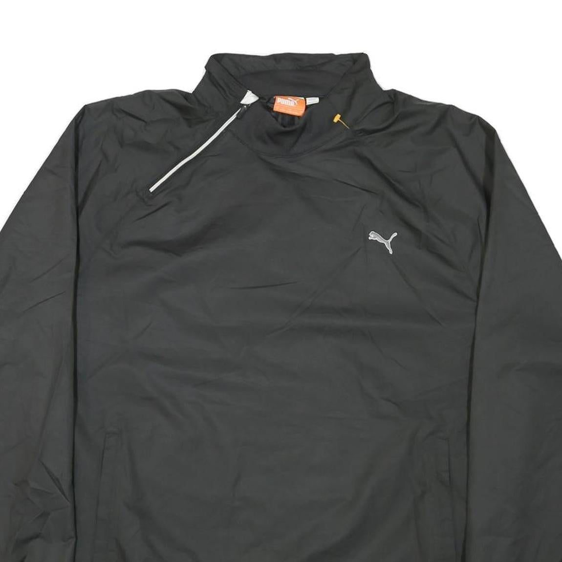 PUMA Womens Black Nylon Jacket L Zip Sportswear Track Running Casual