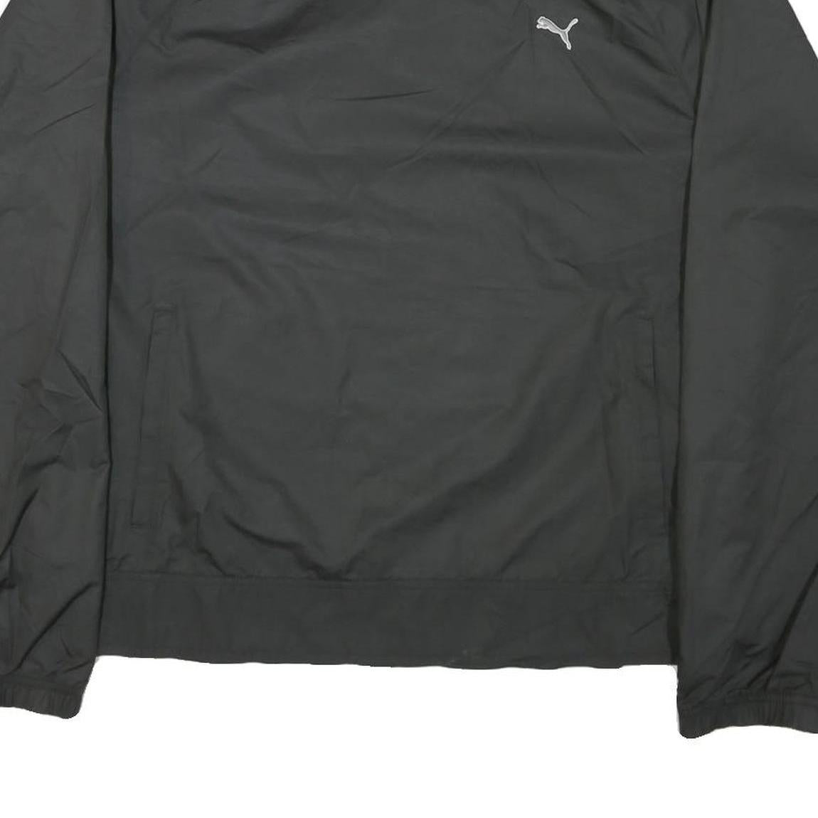 PUMA Womens Black Nylon Jacket L Zip Sportswear Track Running Casual