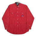 TOMMY HILFIGER Mens Red Sailing Gear Shirt M Button Front Cotton Long Sleeve