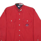 TOMMY HILFIGER Mens Red Sailing Gear Shirt M Button Front Cotton Long Sleeve