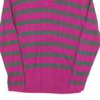 TOMMY HILFIGER Womens Pink & Grey Patterned V-Neck Basic Knit XL Jumper Cotton