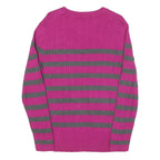 TOMMY HILFIGER Womens Pink & Grey Patterned V-Neck Basic Knit XL Jumper Cotton