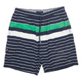 TOMMY HILFIGER Mens Shorts Navy Blue Green Striped L W32 Swimwear Drawstring