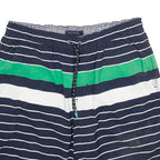 TOMMY HILFIGER Mens Shorts Navy Blue Green Striped L W32 Swimwear Drawstring