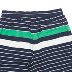TOMMY HILFIGER Mens Shorts Navy Blue Green Striped L W32 Swimwear Drawstring