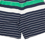 TOMMY HILFIGER Mens Shorts Navy Blue Green Striped L W32 Swimwear Drawstring