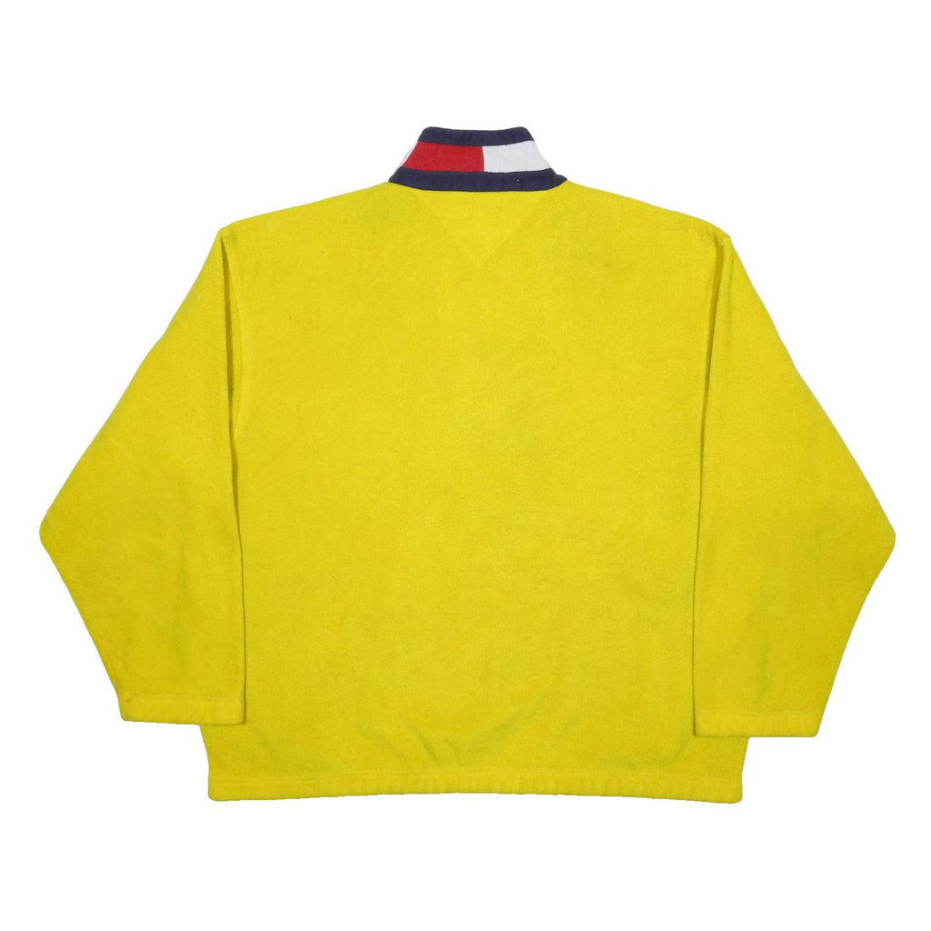 TOMMY HILFIGER Mens Yellow Navy Zip Patterned Polyester Pullover Jumper L