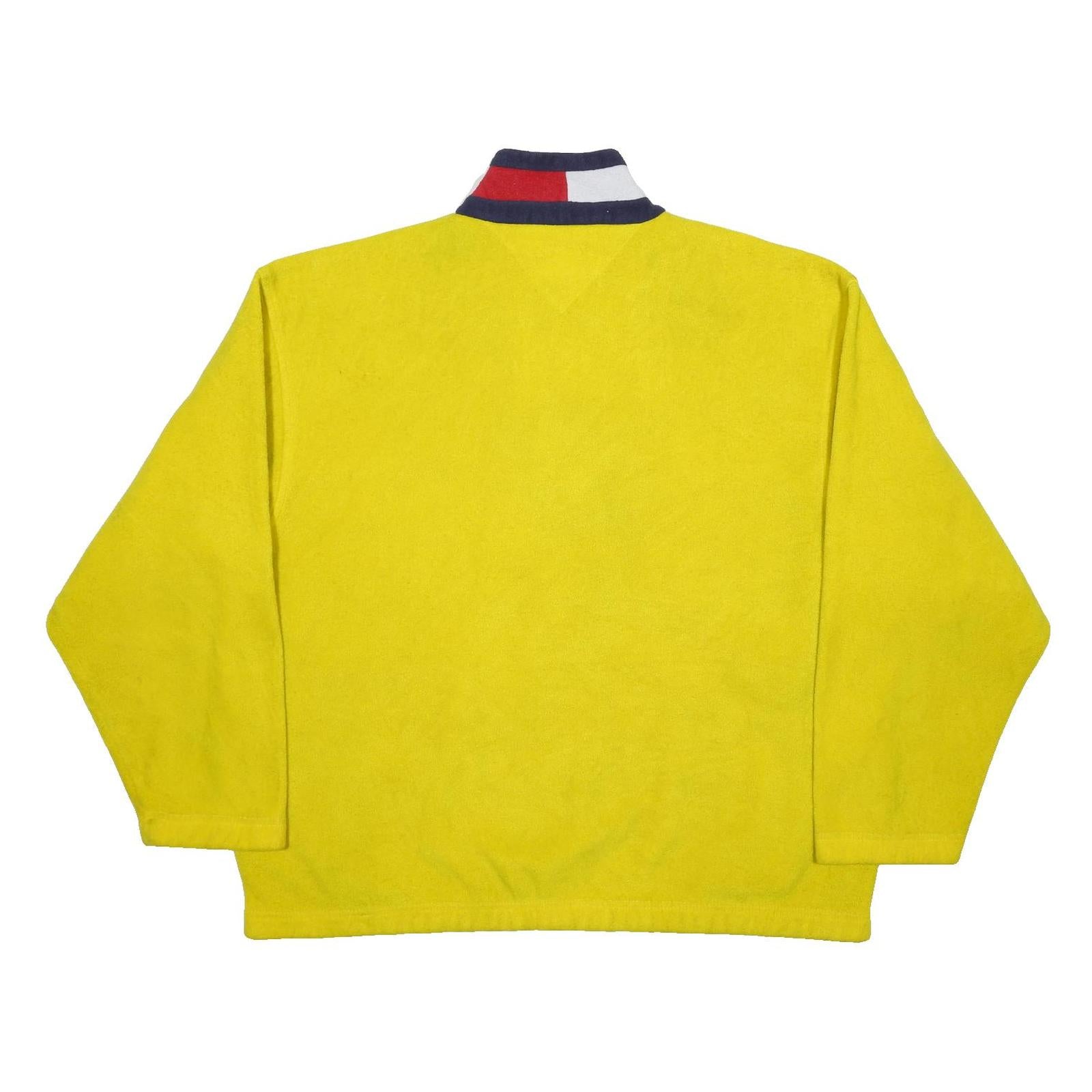 TOMMY HILFIGER Mens Yellow Navy Zip Patterned Polyester Pullover Jumper L