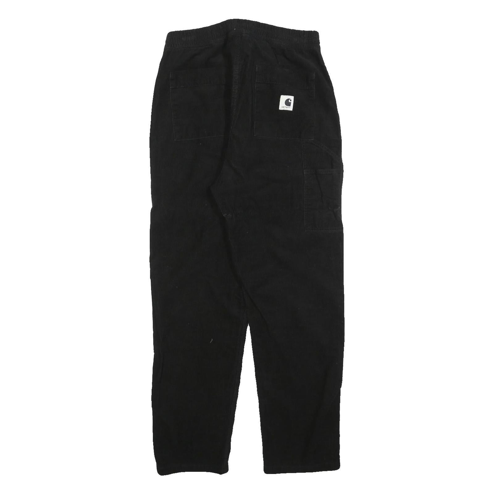 CARHARTT Womens Black Cotton Blend Regular Drawstring Trousers W32 L30 Casual
