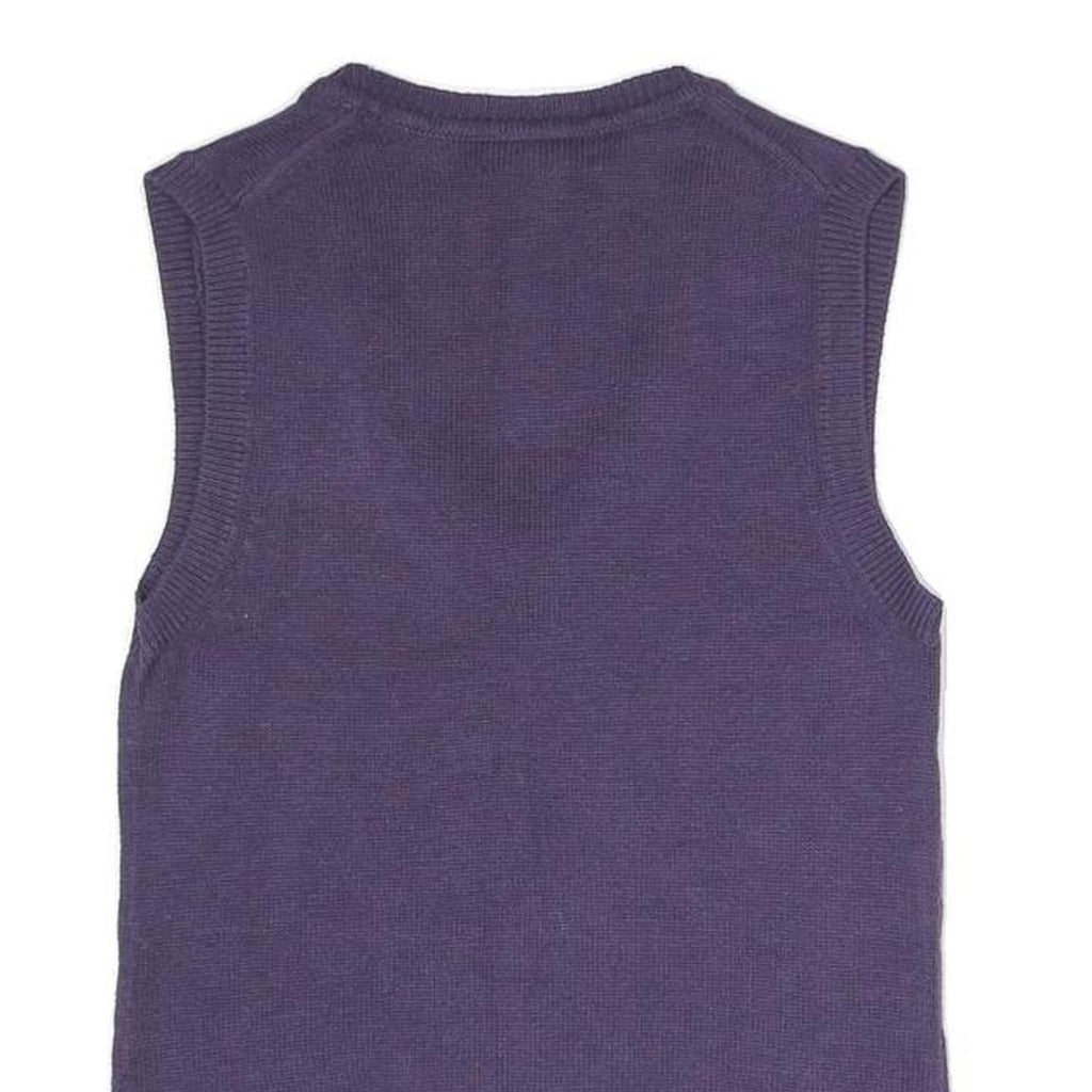 TOMMY HILFIGER Womens Purple White Argyle Pattern Pullover V-Neck Jumper XS