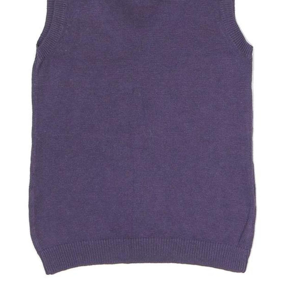 TOMMY HILFIGER Womens Purple White Argyle Pattern Pullover V-Neck Jumper XS