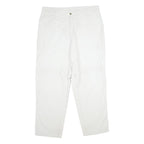 Mens White Regular Fit Cotton Blend Trousers W38 L34 Casual Zip Closure