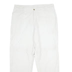 Mens White Regular Fit Cotton Blend Trousers W38 L34 Casual Zip Closure