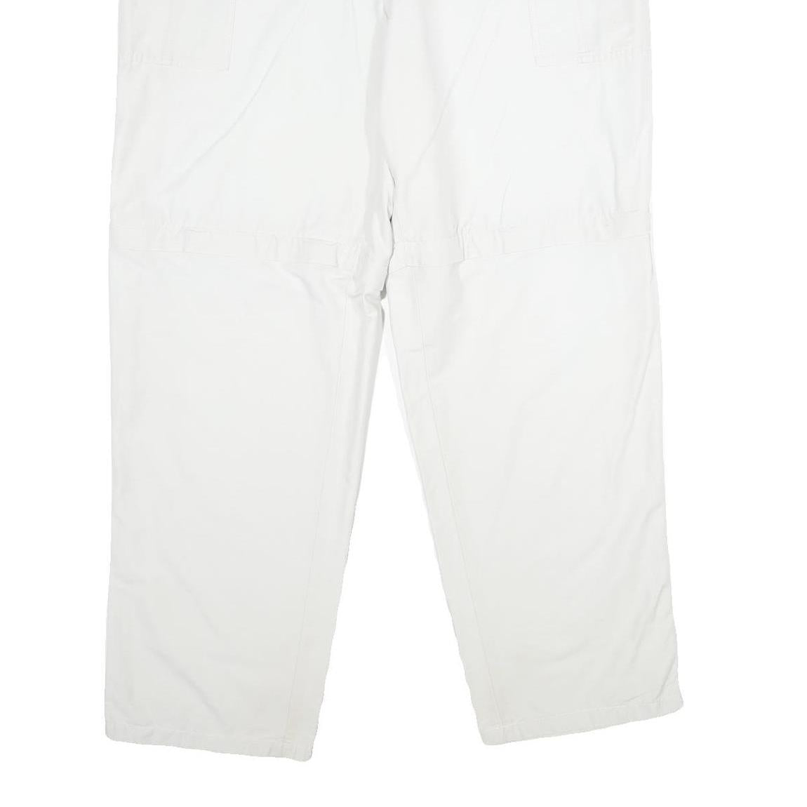 Mens White Regular Fit Cotton Blend Trousers W38 L34 Casual Zip Closure