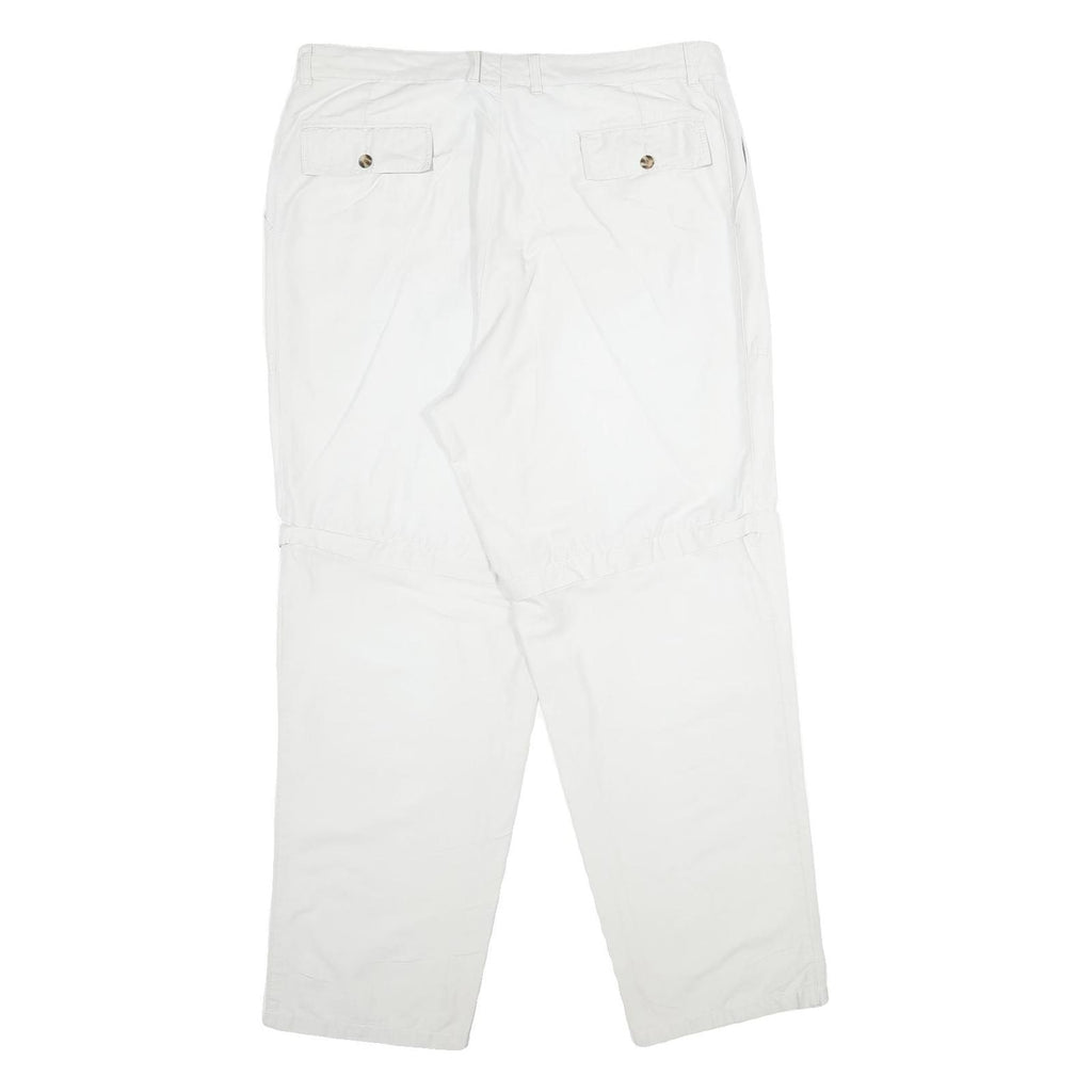 Mens White Regular Fit Cotton Blend Trousers W38 L34 Casual Zip Closure