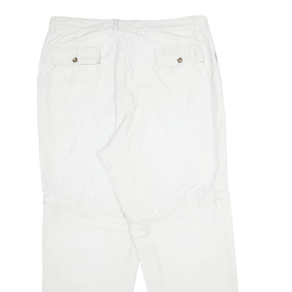 Mens White Regular Fit Cotton Blend Trousers W38 L34 Casual Zip Closure