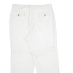 Mens White Regular Fit Cotton Blend Trousers W38 L34 Casual Zip Closure
