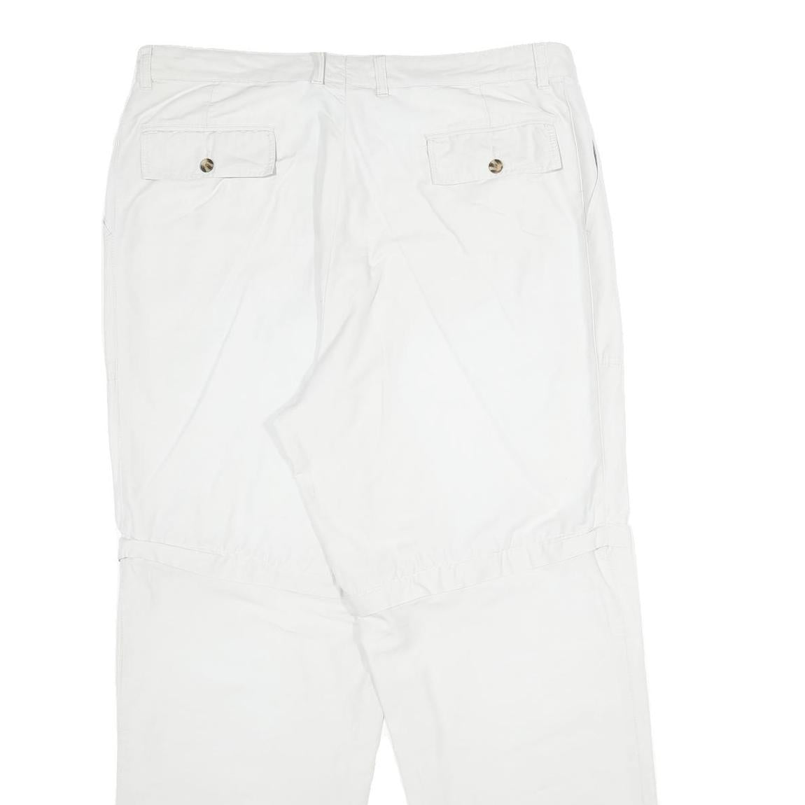 Mens White Regular Fit Cotton Blend Trousers W38 L34 Casual Zip Closure