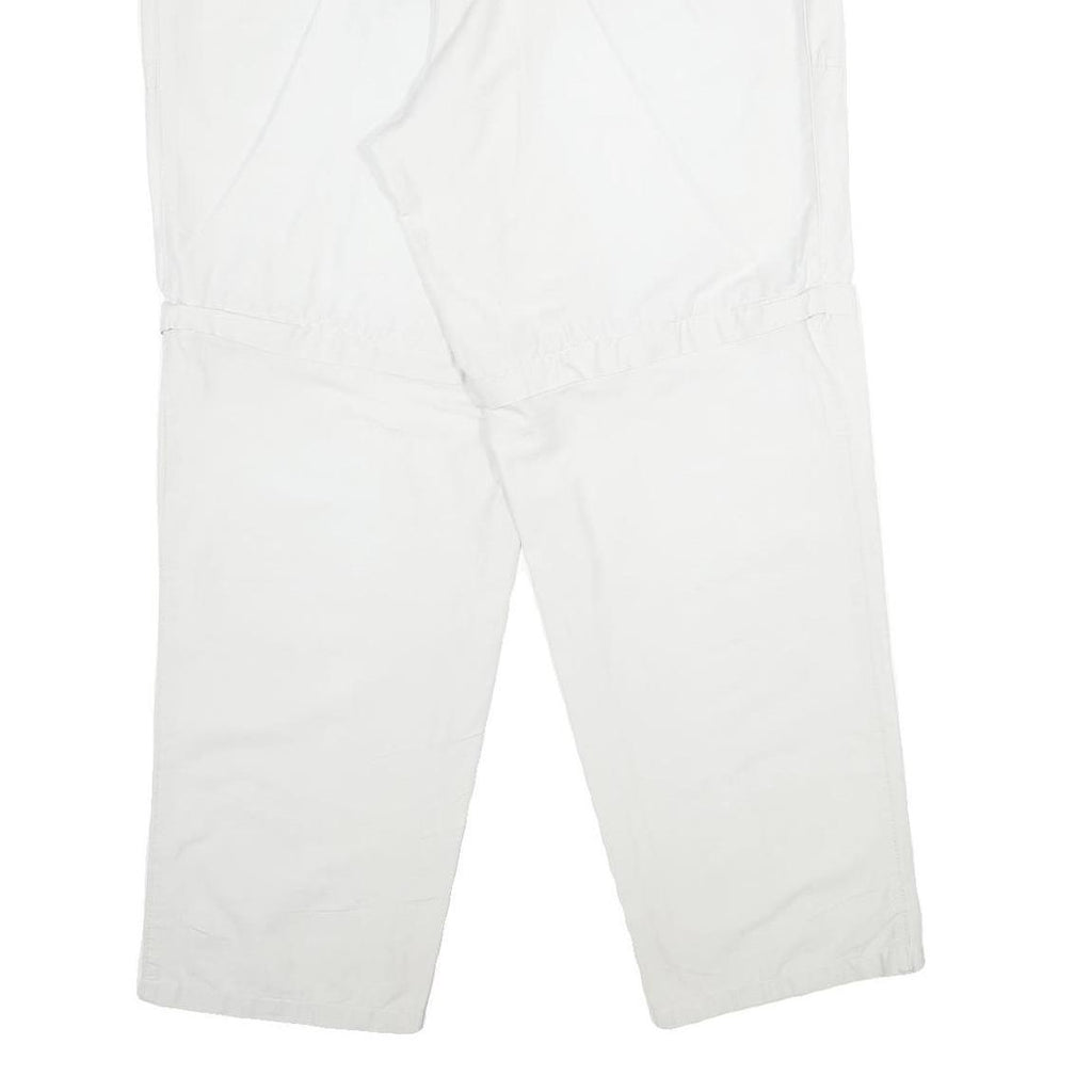 Mens White Regular Fit Cotton Blend Trousers W38 L34 Casual Zip Closure