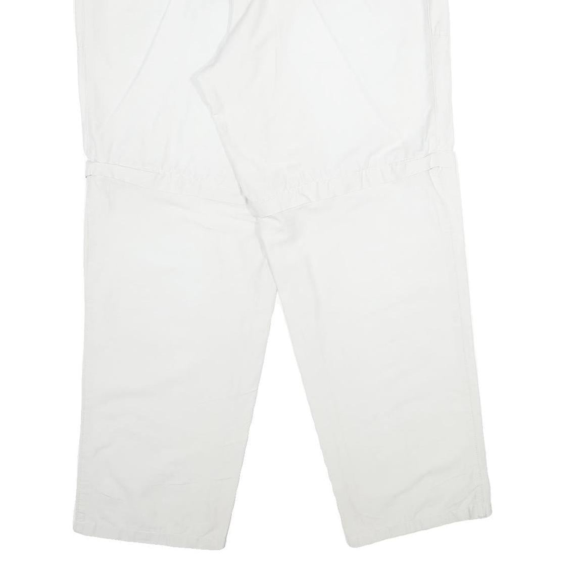 Mens White Regular Fit Cotton Blend Trousers W38 L34 Casual Zip Closure