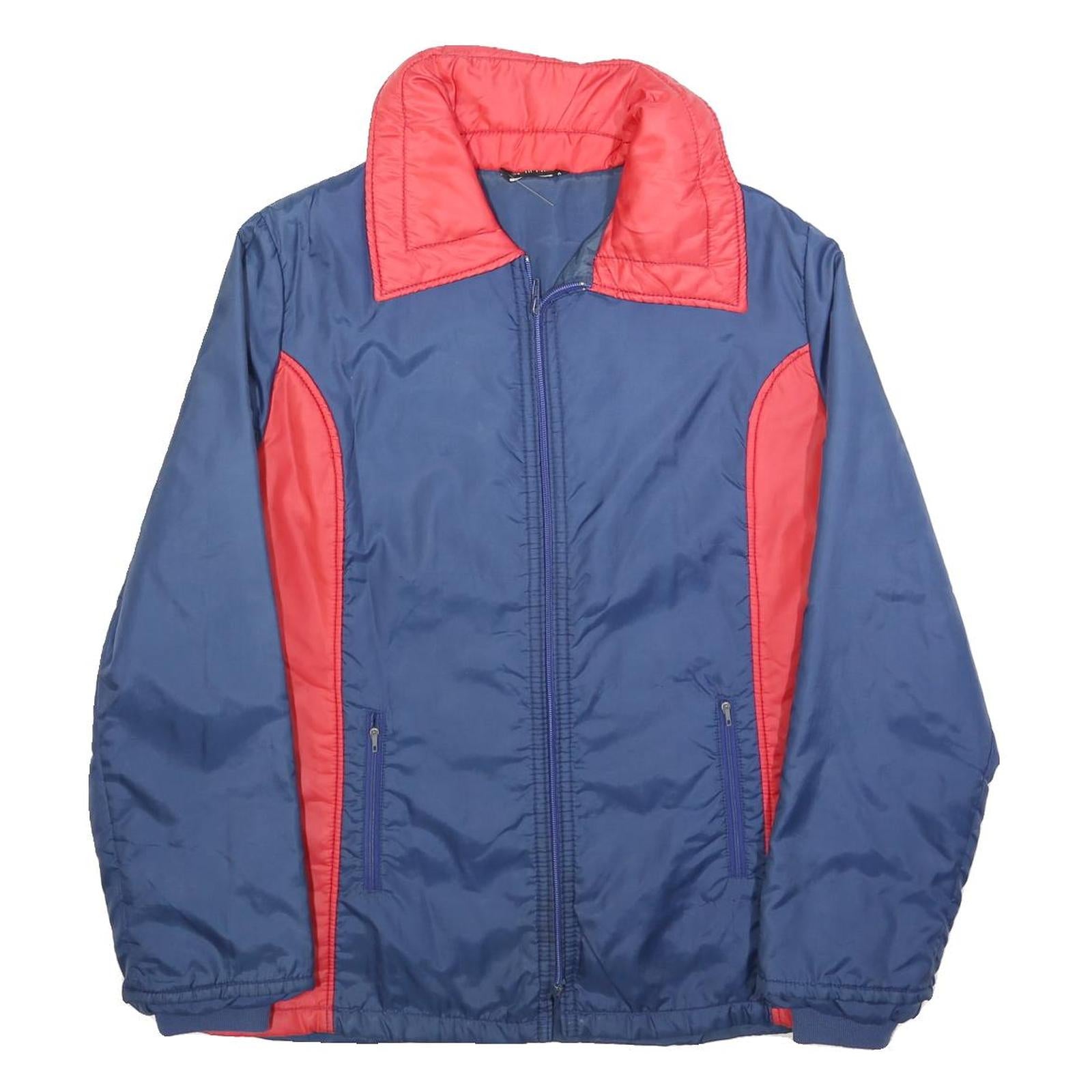 Womens Blue & Red Plain Zip Jacket M Polyester Blend Casual Outerwear