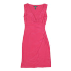 LAUREN RALPH LAUREN Womens Pink Sleeveless Wrap Dress Polyester Blend S Elegant