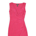 LAUREN RALPH LAUREN Womens Pink Sleeveless Wrap Dress Polyester Blend S Elegant