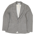 PHM Womens Grey Check Blazer Jacket UK 14 Polyester Blend Button Closure Classic