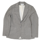 PHM Womens Grey Check Blazer Jacket UK 14 Polyester Blend Button Closure Classic