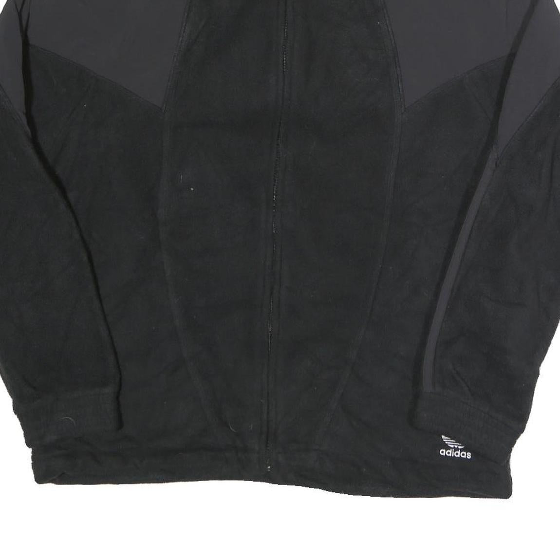 ADIDAS Mens Black Black Zip Up Fleece Jacket S Polyester Sportswear Retro