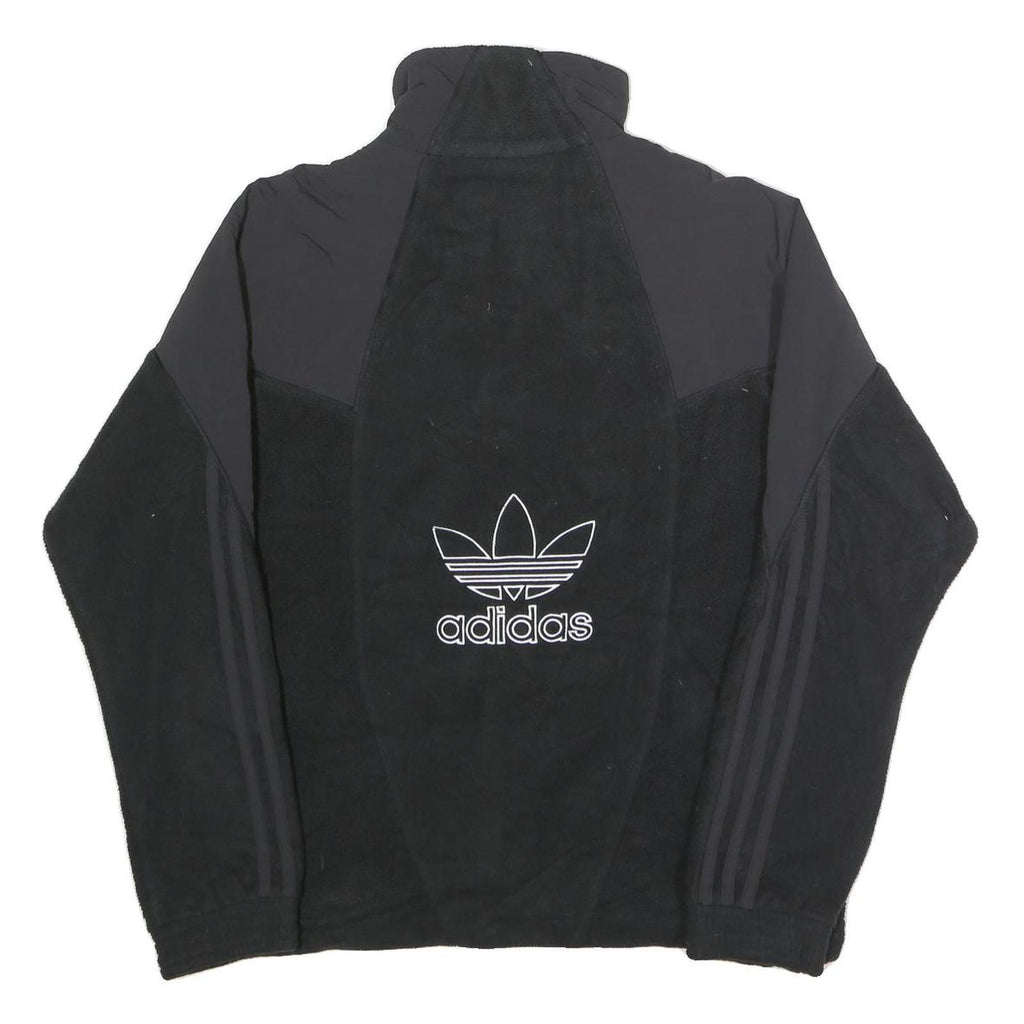 ADIDAS Mens Black Black Zip Up Fleece Jacket S Polyester Sportswear Retro