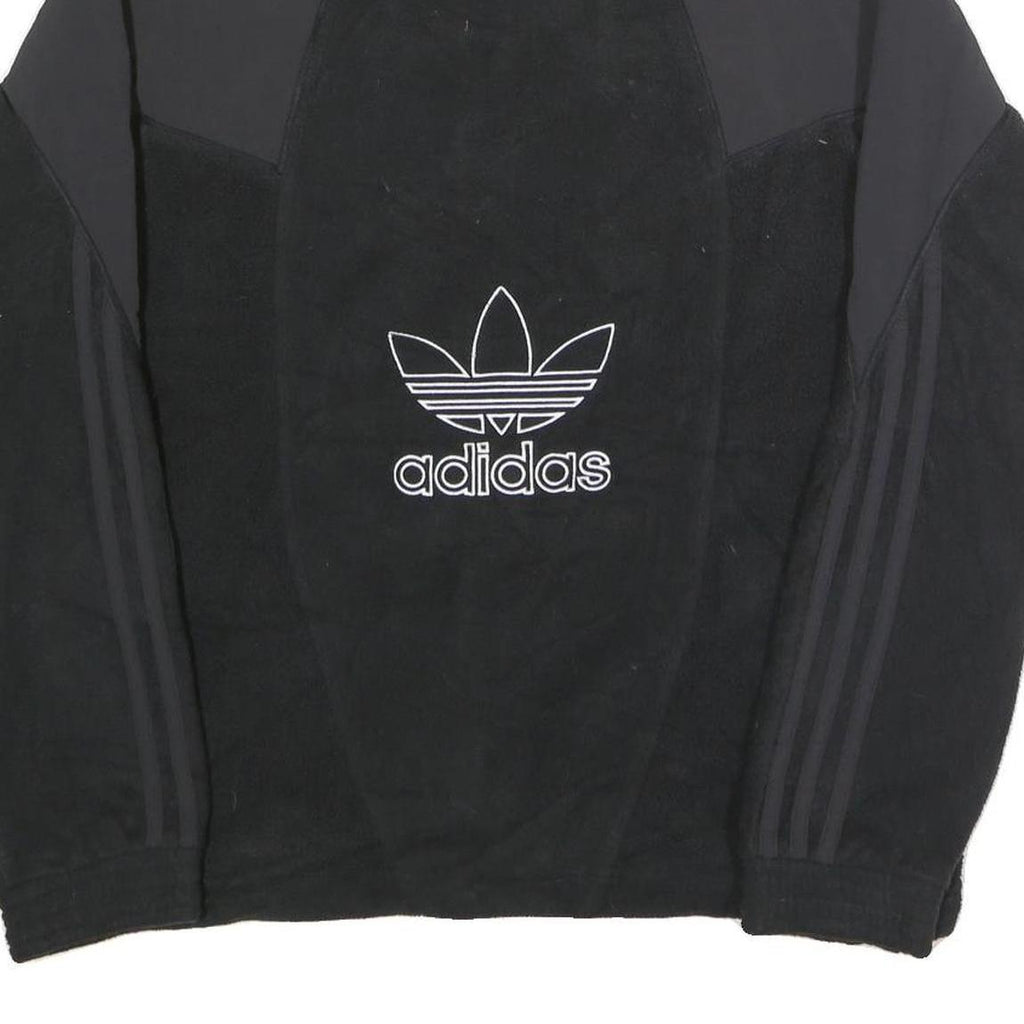 ADIDAS Mens Black Black Zip Up Fleece Jacket S Polyester Sportswear Retro