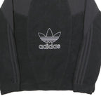 ADIDAS Mens Black Black Zip Up Fleece Jacket S Polyester Sportswear Retro