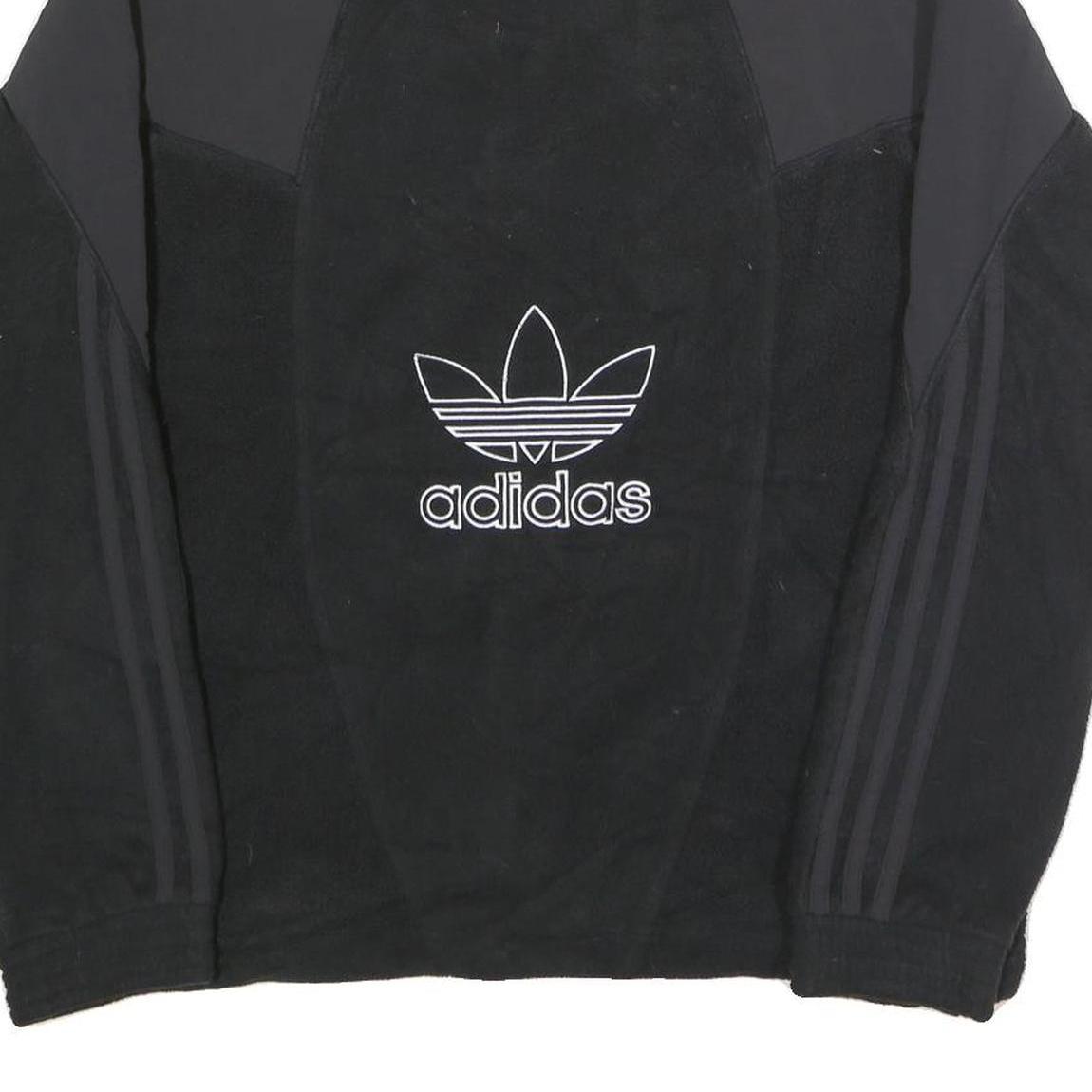 ADIDAS Mens Black Black Zip Up Fleece Jacket S Polyester Sportswear Retro