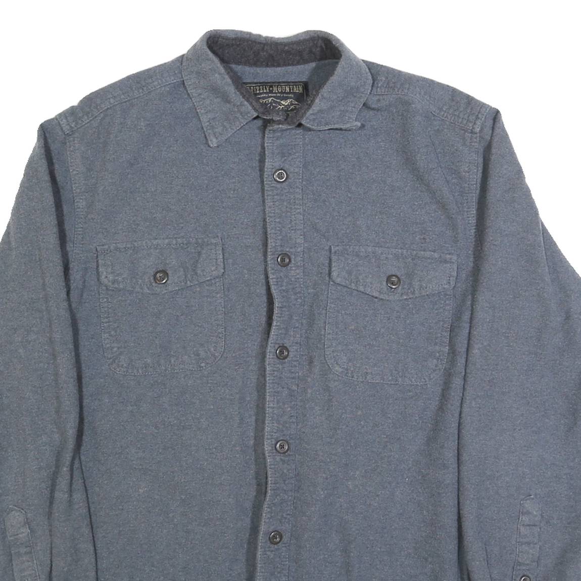 GRIZZLY MOUNTAIN Mens Blue Shirt L Cotton Long Sleeve Casual Classic Pocket