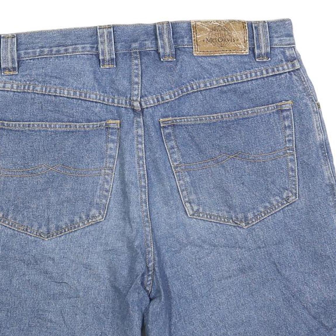 MCORVIS Mens Denim Blue Casual Shorts L W36 Cotton Blend Relaxed Fit Stylish