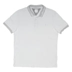 GUESS Mens White & Grey Short Sleeve Plain S Cotton Blend Polo Shirt