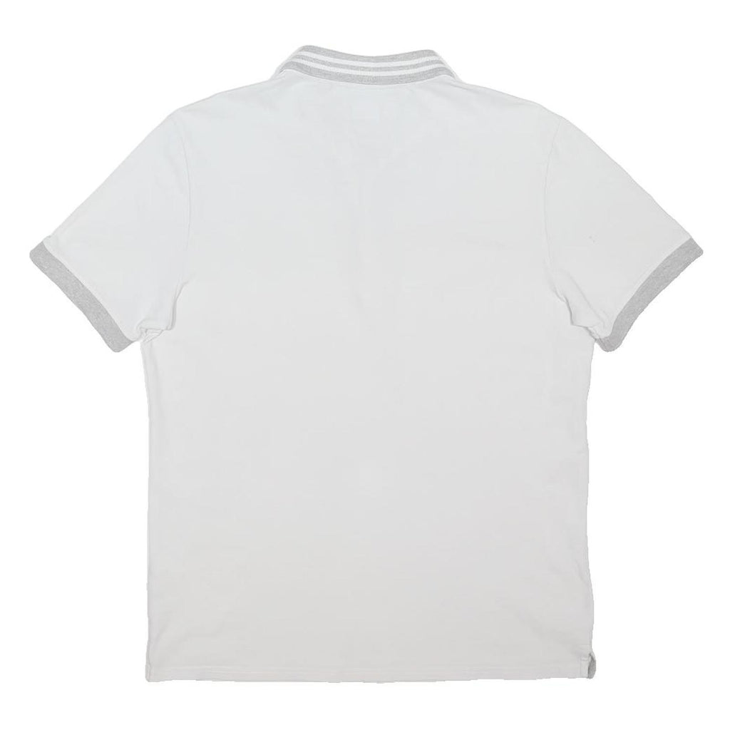 GUESS Mens White & Grey Short Sleeve Plain S Cotton Blend Polo Shirt