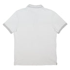 GUESS Mens White & Grey Short Sleeve Plain S Cotton Blend Polo Shirt